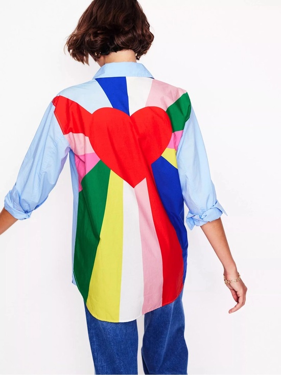 Boden Tops - Boden Sadie Heart Rainbow Back Button-Down Shirt 100% Cotton Pride